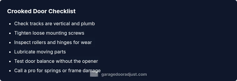 Checklist infographic for fixing a crooked garage door