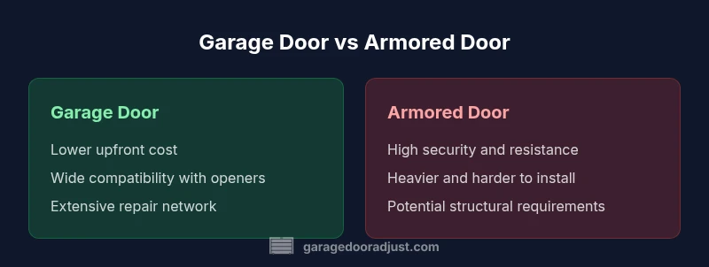 Graphic comparing garage door and armored door features
