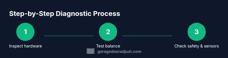 Infographic of a process for diagnosing garage door genie parts