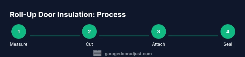 Infographic showing a 4-step process to insulate a roll-up garage door