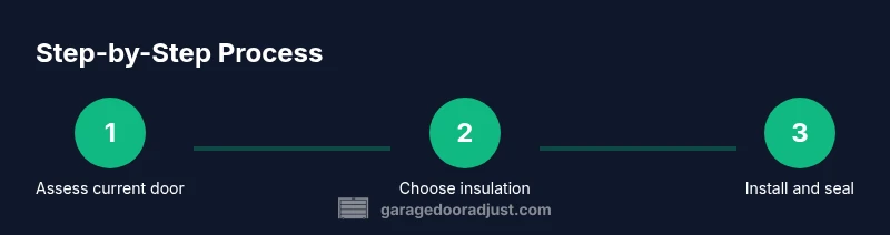 Diagram showing a step-by-step process for insulating a garage door