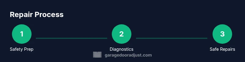 Tailwind infographic showing a 3-step process for residential garage door repair