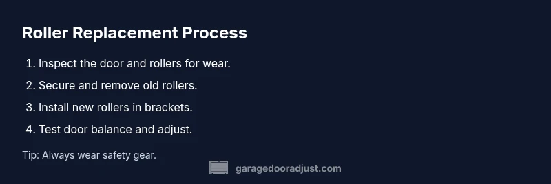 Process diagram showing roller replacement steps