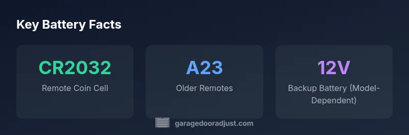 infographic showing common battery types for Chamberlain garage door openers