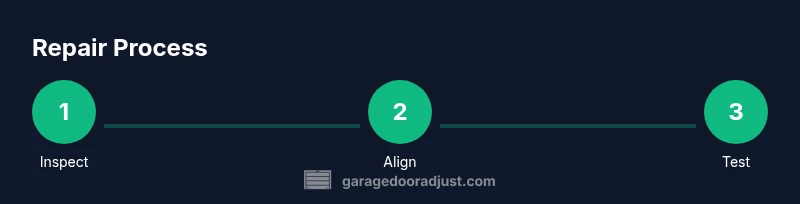 Infographic showing a three-step garage door repair process