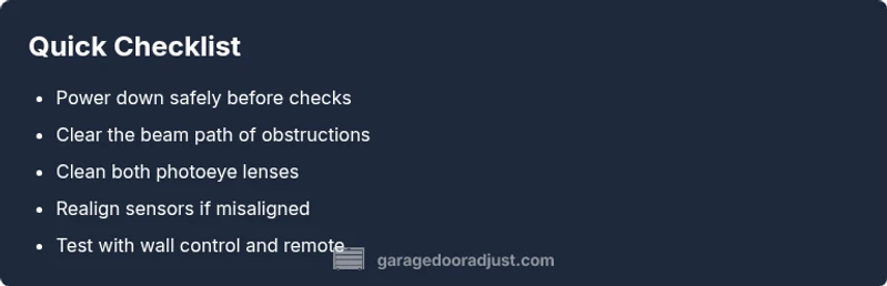 Checklist for troubleshooting orange garage door sensor light