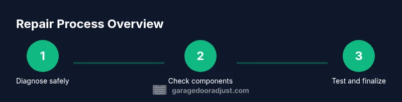 Illustration of a garage door opener repair process with three steps