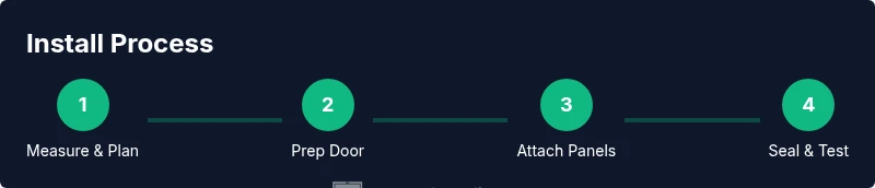 Process diagram for installing an insulation panel for a garage door