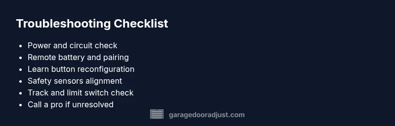 Checklist for troubleshooting a LiftMaster garage door opener