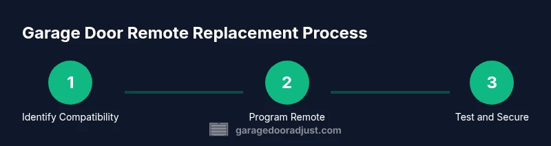 Infographic showing a step-by-step process for replacing a garage door remote