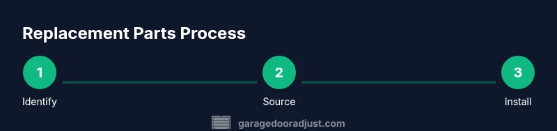 Process diagram showing steps to replace garage door parts