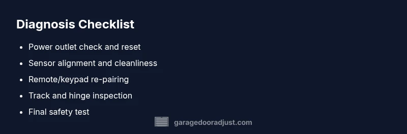 Checklist for diagnosing blinking light on garage door opener