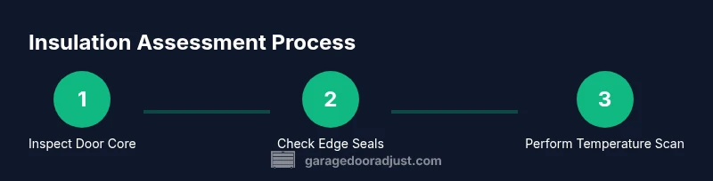 Infographic showing a 3-step process to assess garage door insulation