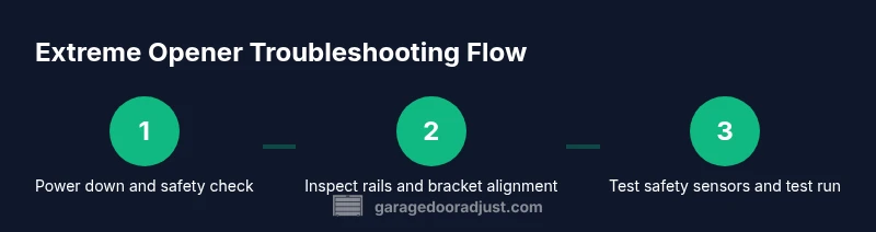 Process diagram showing steps to diagnose and maintain an extreme garage door opener