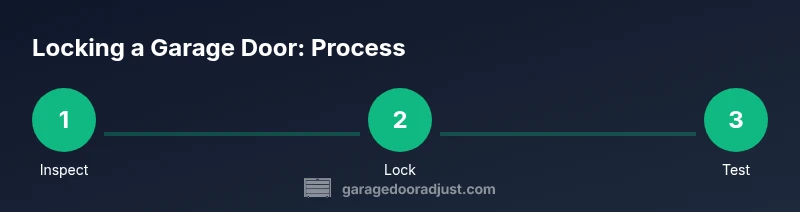 Illustration showing a garage door being secured with a lock