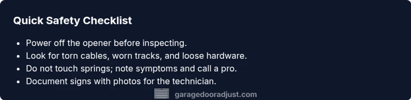 Checklist for signs and steps to diagnose a bad garage door spring