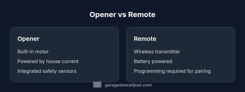 Diagram comparing a garage door opener and a remote control