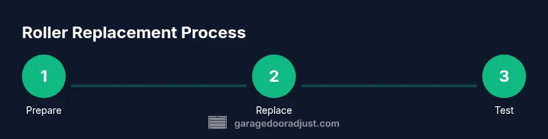 Process flow showing step-by-step garage door roller replacement