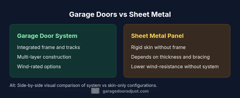 Infographic comparing garage door systems and sheet metal panels