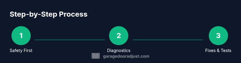 Process flow showing safety, diagnostics, and fixes for garage door and automation