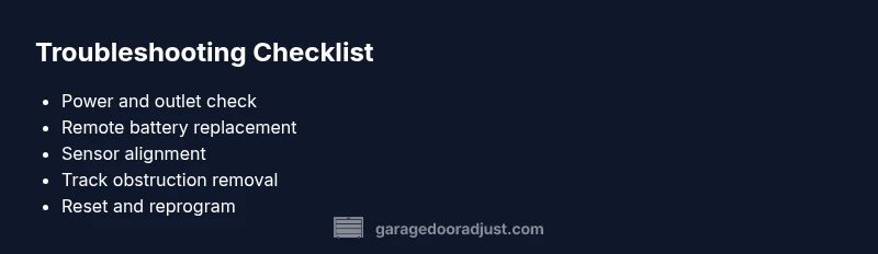 Checklist for garage door opener troubleshooting steps