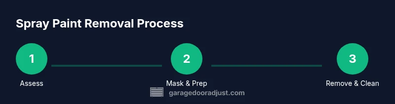 Infographic showing steps to remove spray paint from a garage door