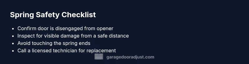 Checklist infographic for garage door spring safety