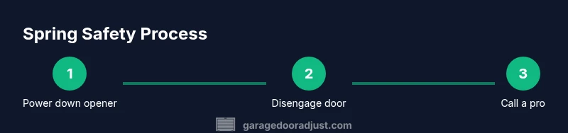 Process diagram showing safety steps when spring is broken