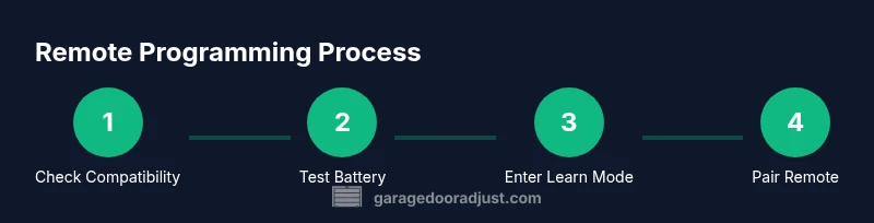 Process diagram showing steps to program a garage door remote