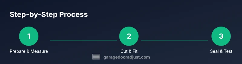 Three-step process to insulate a garage door with measurements, fitting, and sealing.